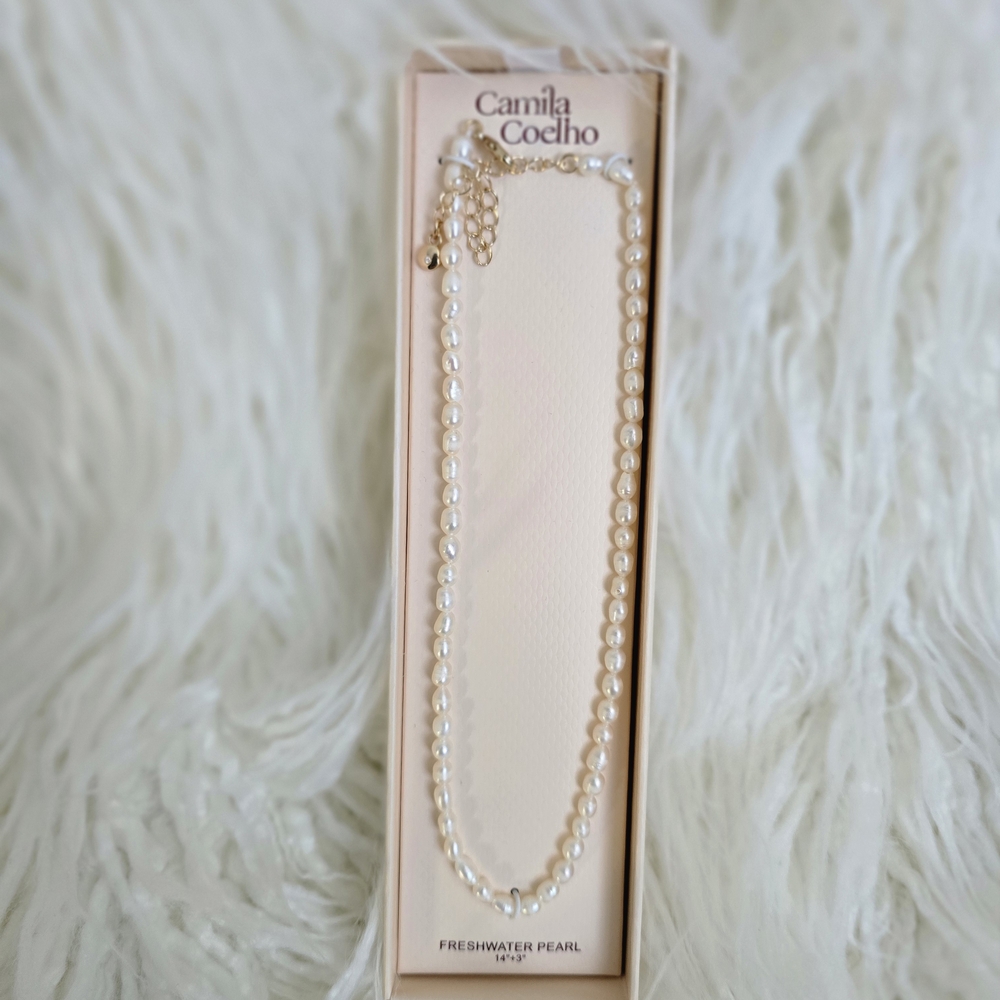 Camila Coelho Cream Pearl Necklace with Gold Chain